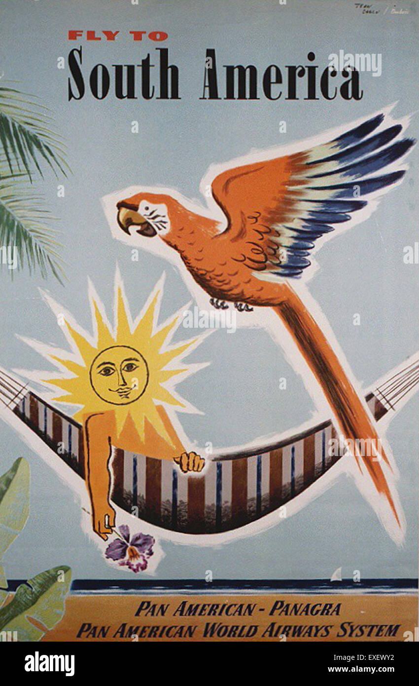 PanAm Fly to South America Poster Stock Photo