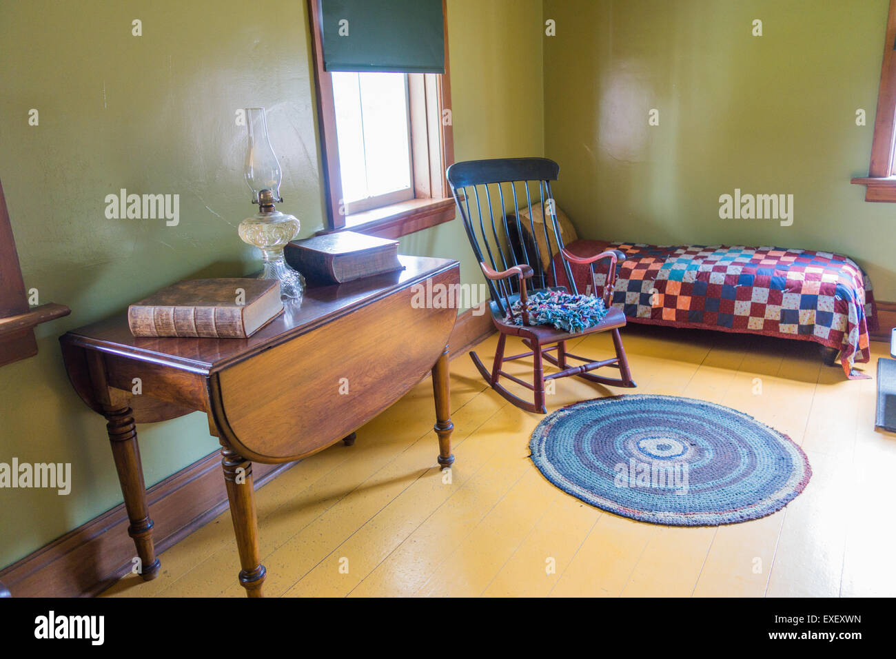 Mennonite bedroom house indoor Stock Photo