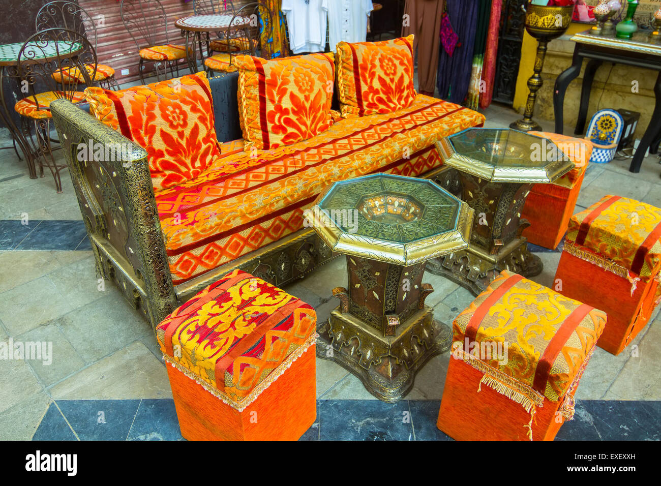 Arabic style furniture to sit for tea Stock Photo Alamy