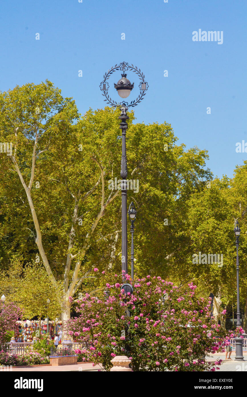 Old street lamp of the Real Alcazar of Seville, Spain Stock Photo