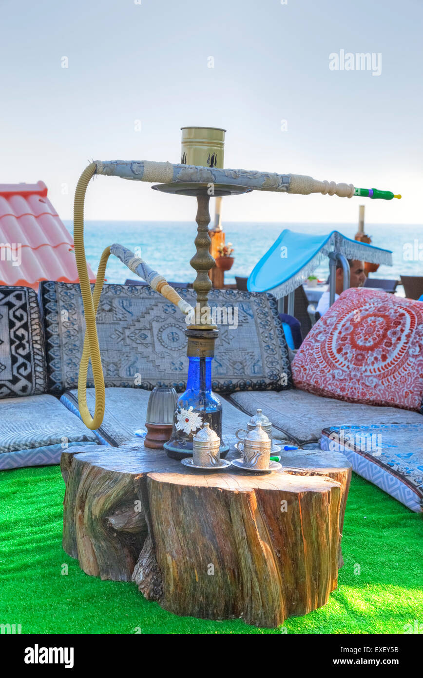 A hookah in a Turkish cafe in Side Stock Photo