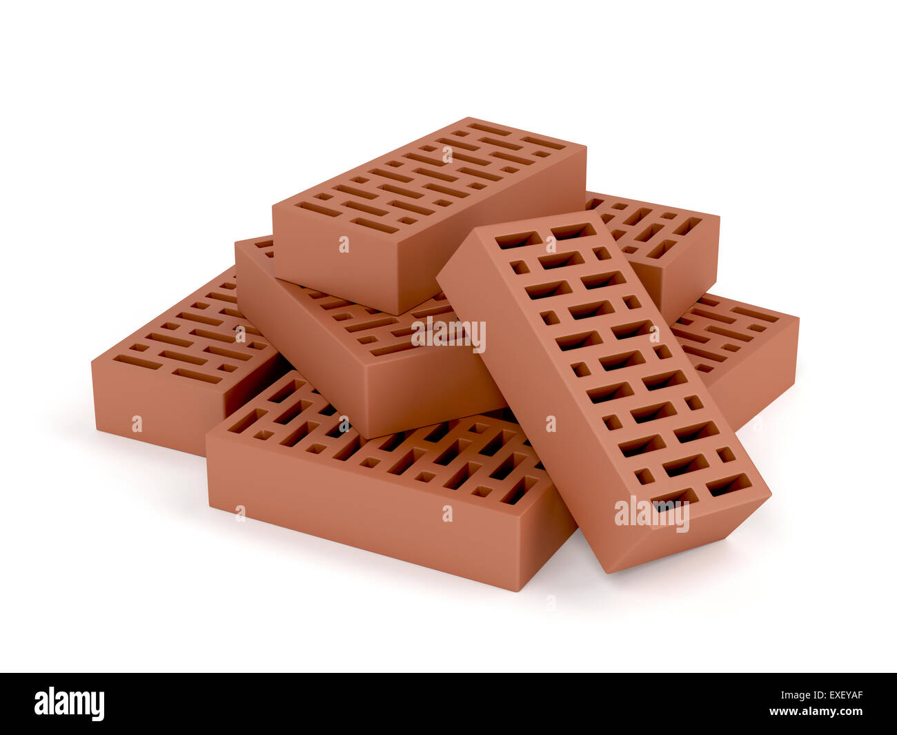 Clay bricks on white background Stock Photo - Alamy