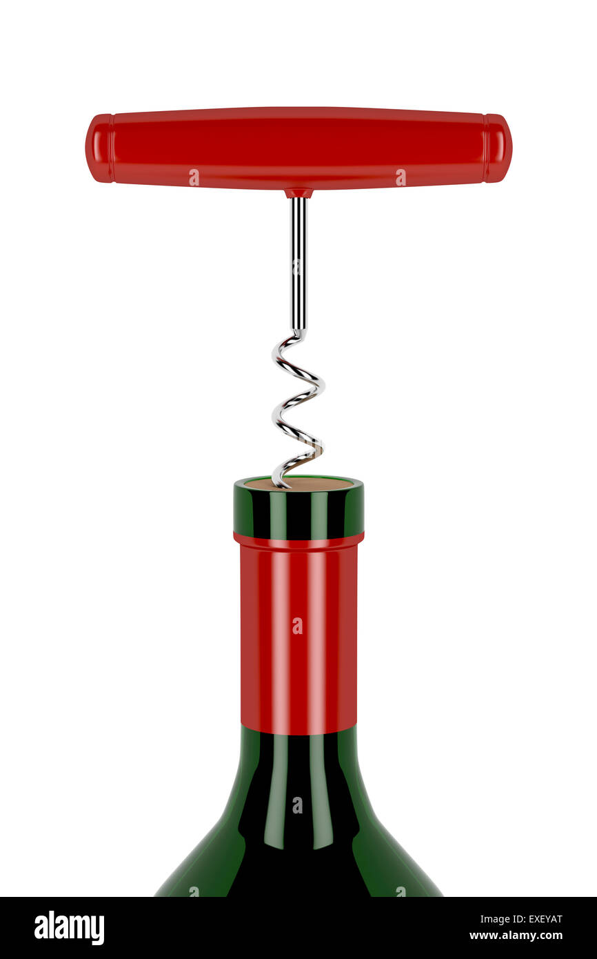 Opening wine bottle with a corkscrew Stock Photo Alamy