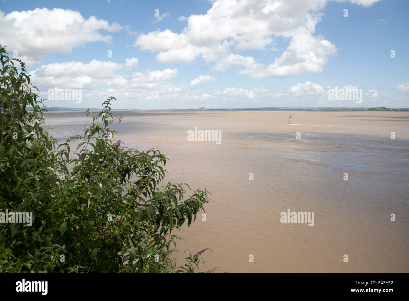 Broad channel of the River Severn from Beachley, Gloucestershire, England, UK  looking upstream Stock Photo