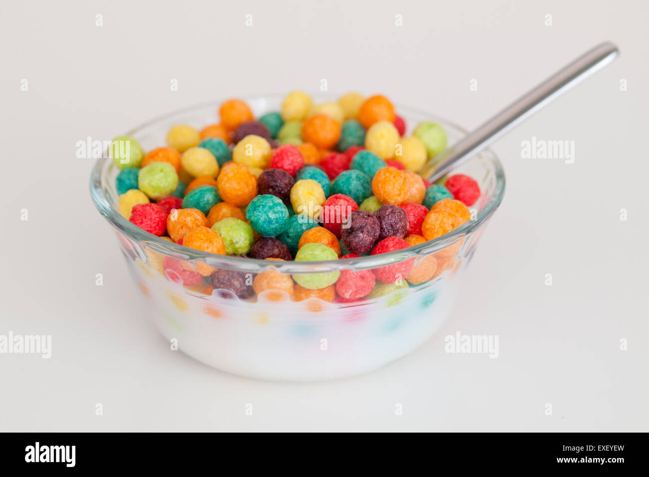 A bowl of colourful Trix cereal, a kiddie breakfast cereal produced by General Mills, Inc. Stock Photo