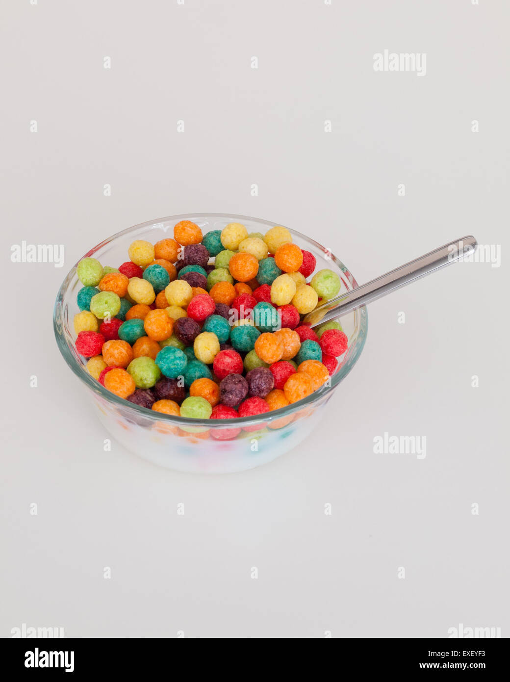 A bowl of colourful Trix cereal, a kiddie breakfast cereal produced by General Mills, Inc. Stock Photo