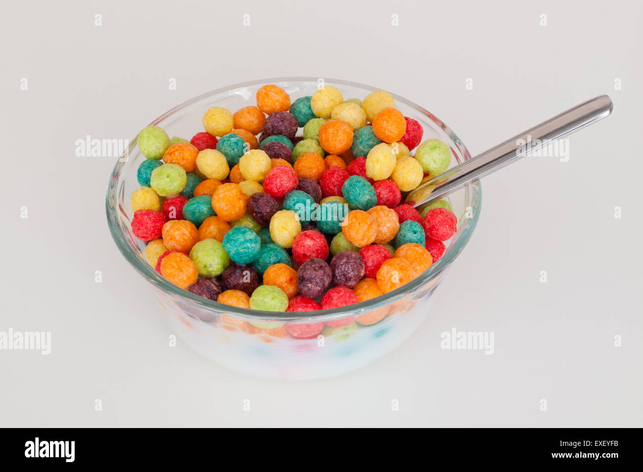 A bowl of colourful Trix cereal, a kiddie breakfast cereal produced by General Mills, Inc. Stock Photo