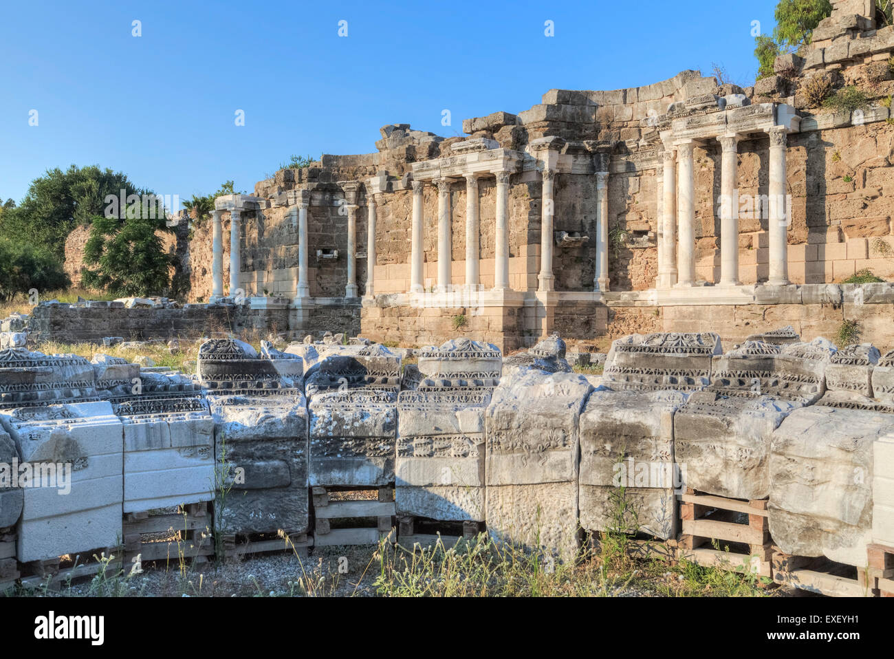 Agora of Side, Antalya; Pamphylia; Turkey Stock Photo