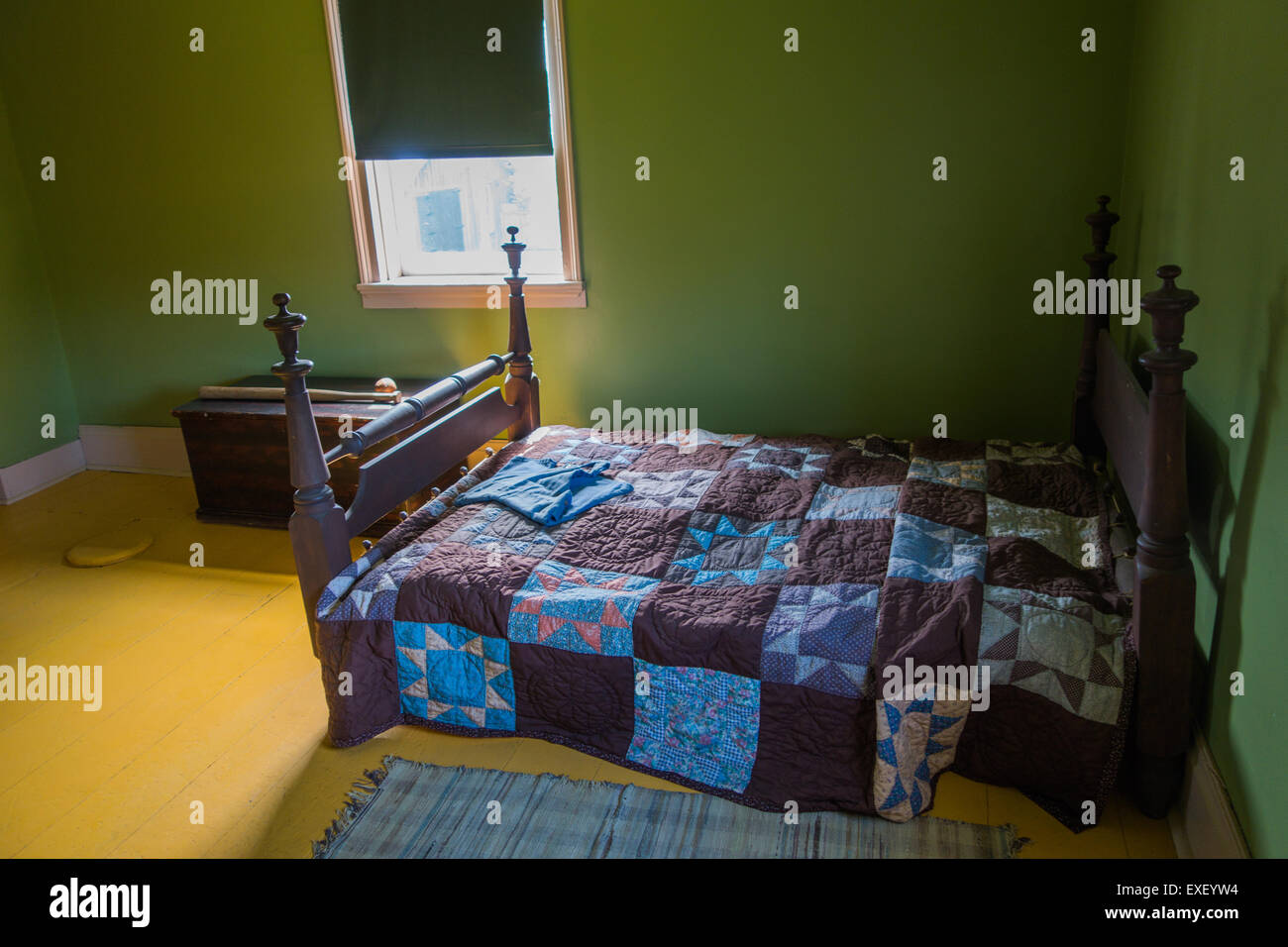 Mennonite bedroom home interior Stock Photo