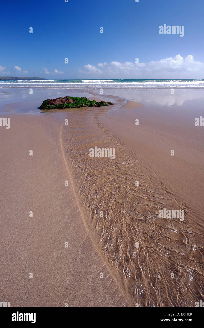 Empty beach at Marloes Sands, Pembrokeshire Coast National Park Stock Photo