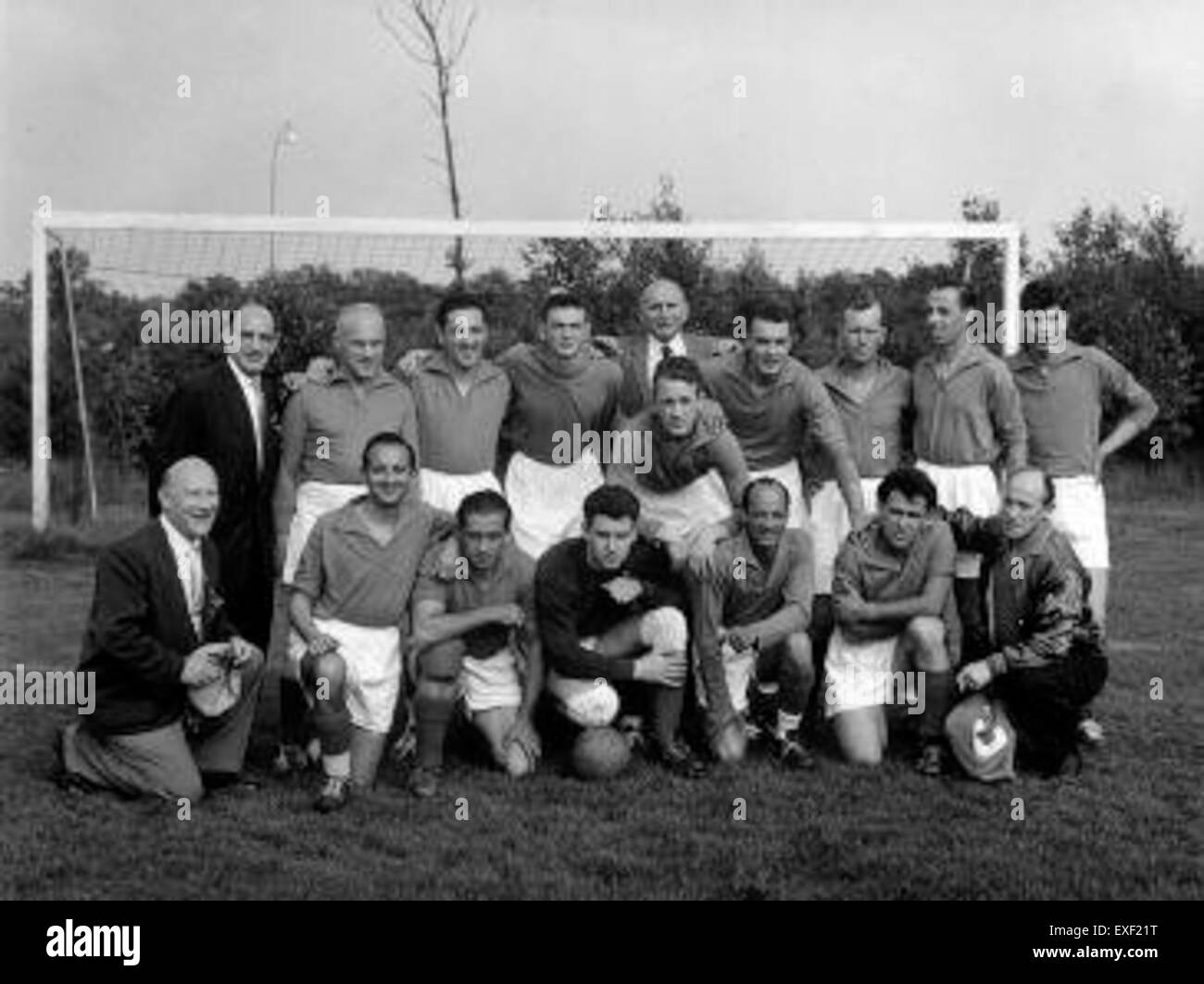 This historical photograph captures a Dutch soccer team, made up of players who migrated to the U.S., offering a glimpse into the immigrant experience in American sports. Stock Photo