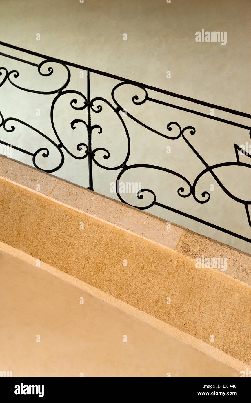 Wrought iron handrail in a French mansion Stock Photo Alamy