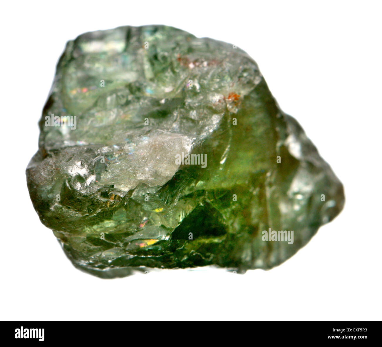 Demantoid garnet / Uraline emerald [green andradite, type of garnet - calcium iron silicate] Stock Photo