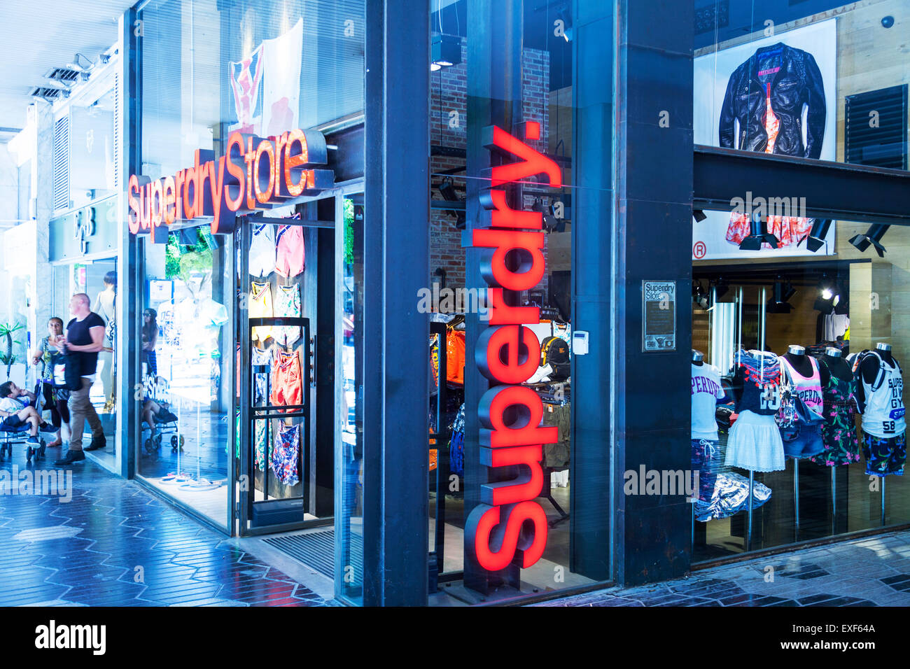 Superdry store shop in Ibiza town Spain Spanish island shopping trade  import fashion chain clothing clothes Stock Photo - Alamy