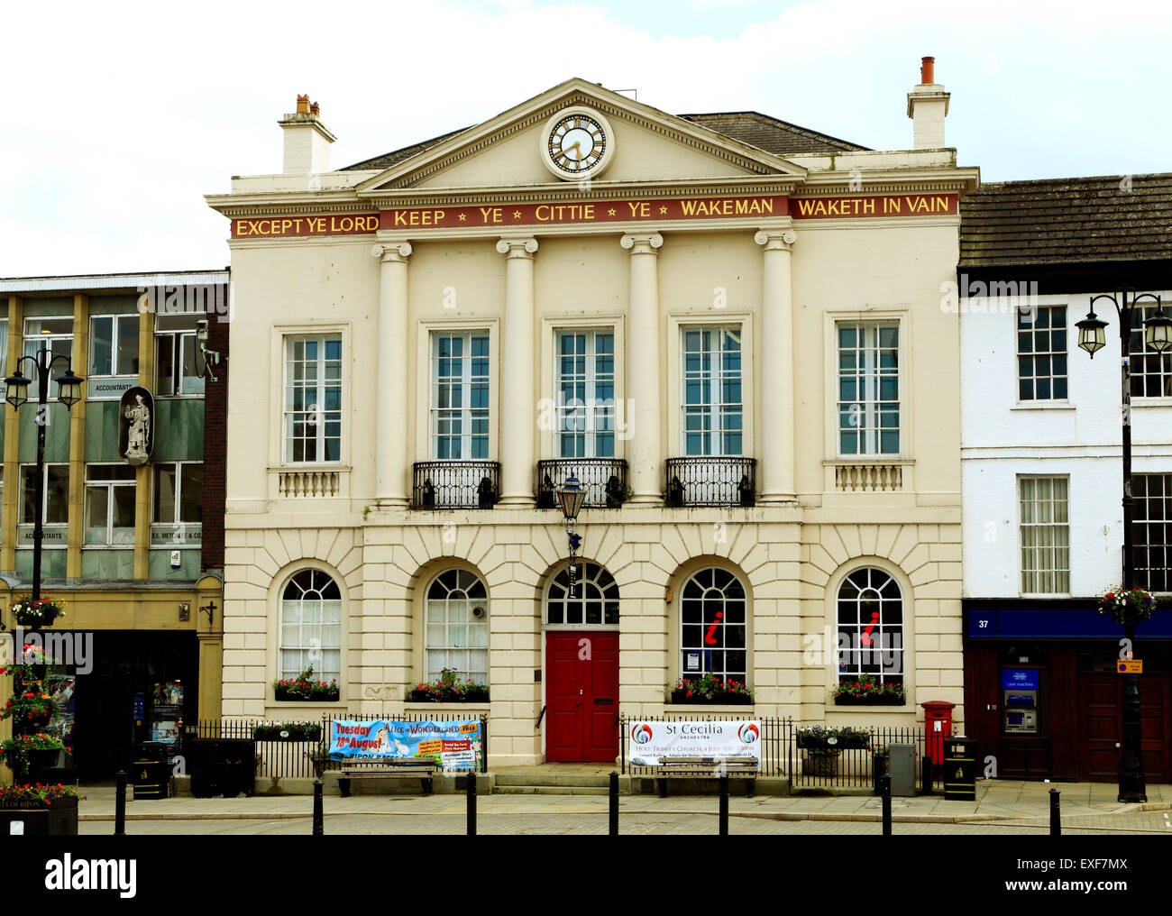 Ripon Town Hall with Wakeman inscription, Market Square, Yorkshire