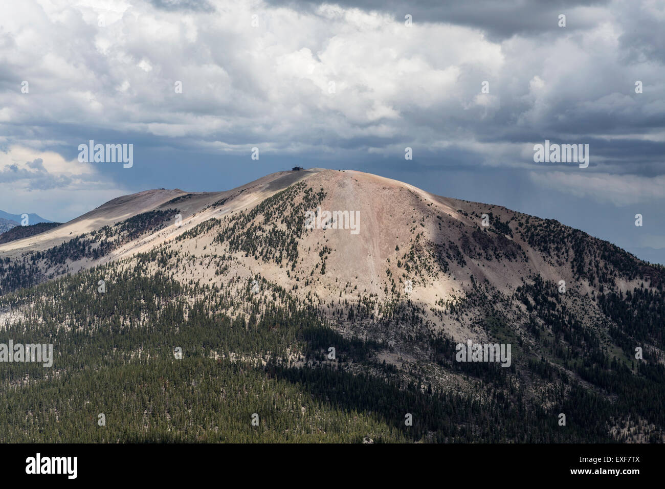 Summer thunderstorms forming over Mammoth Mountain in California's Sierra Nevada. Stock Photo