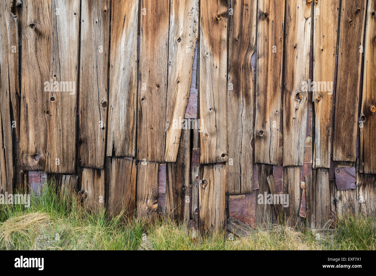 Funky old wood wall at Bodie ghost town in California's Sierra Nevada mountains. Stock Photo