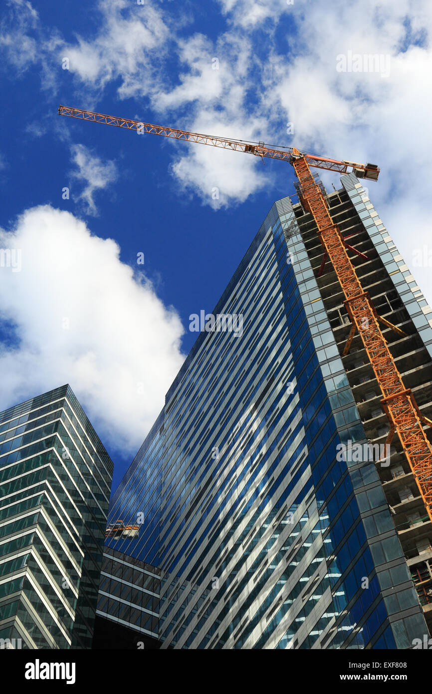 New reinforced steel & concrete buildings under construction. Stock Photo