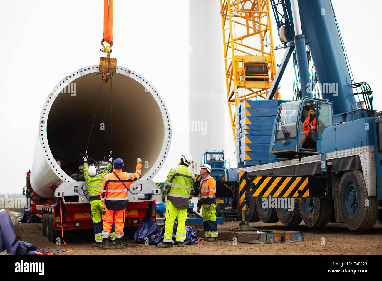 Engineers working on wind turbine Stock Photo Alamy