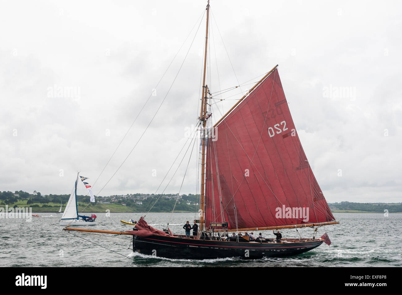 The Gaff cutter Jolie Brise leaves Belfast for the start of the 2015 Tall Ships race Stock Photo