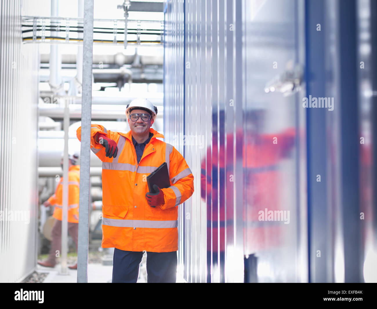 Worker in gas fired power station Stock Photo