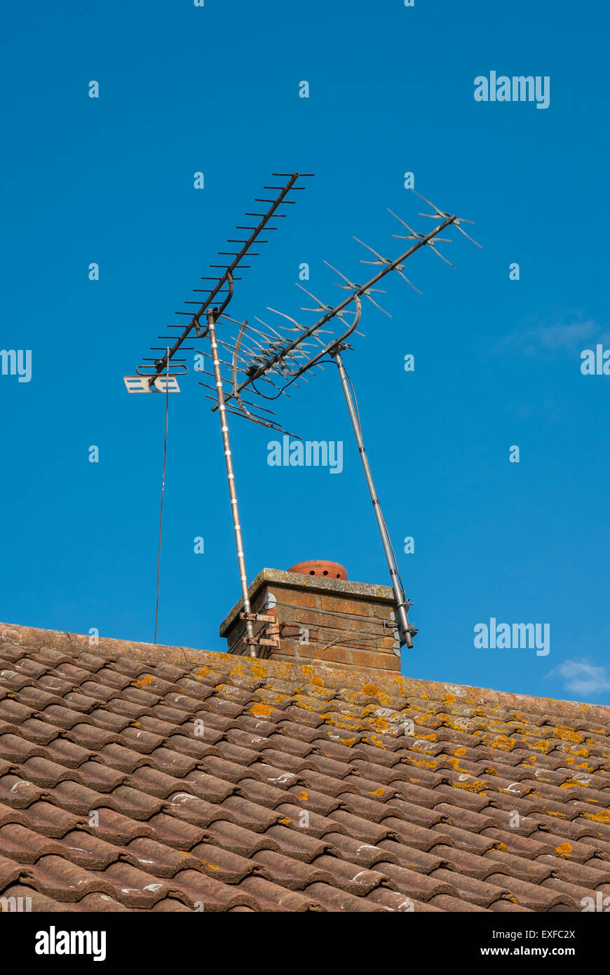Television Aerials attached to a Chimney Stack Stock Photo - Alamy