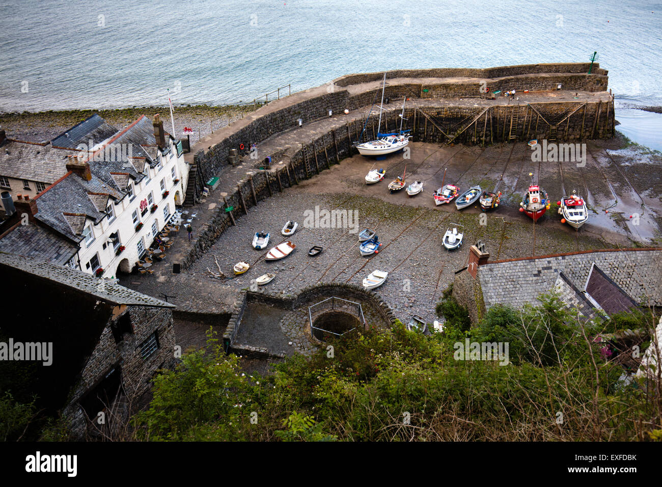Looking down on the little harbour of Clovelly on the North Devon coast UK Stock Photo