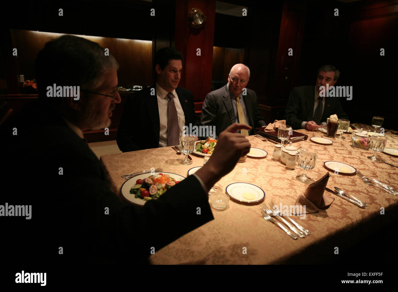 Vice President Cheney Meets with David Addington, Joel Kaplan and Stock Photo