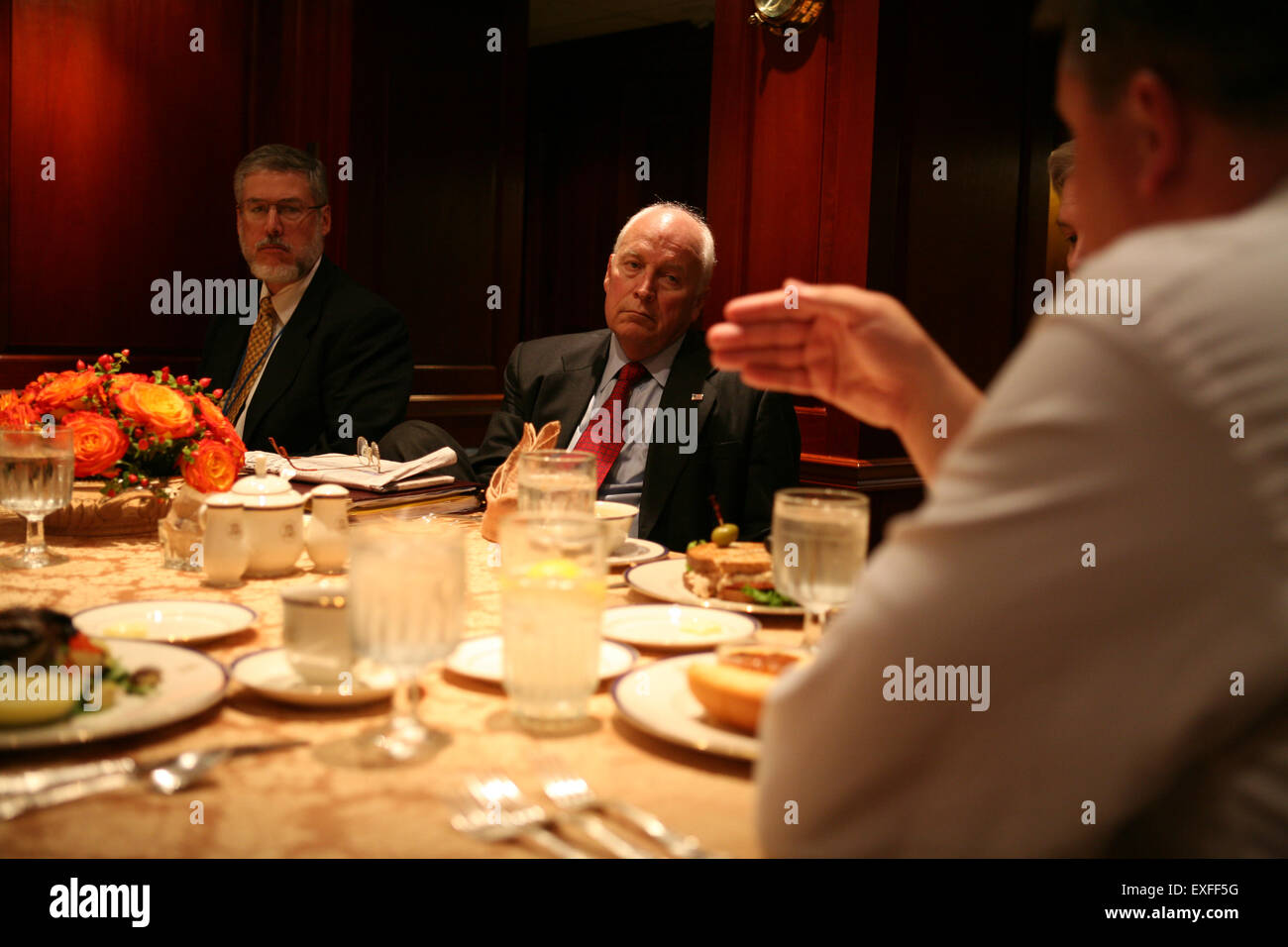 Vice President Cheney Meets with David Addington, Joel Kaplan, Ed Stock Photo