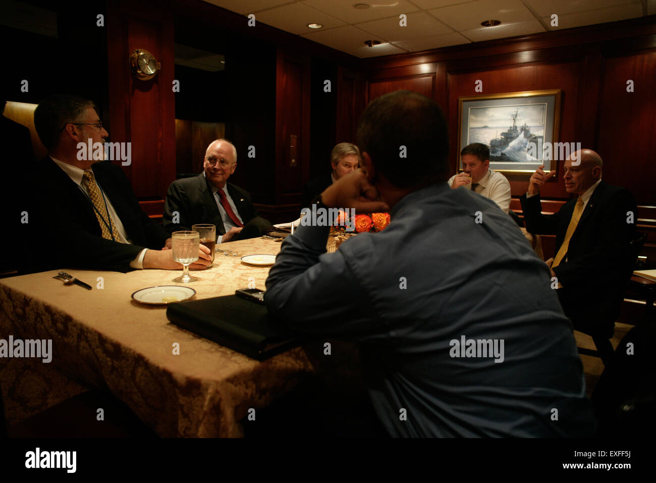 Vice President Cheney Meets with David Addington, Joel Kaplan, Ed Stock Photo