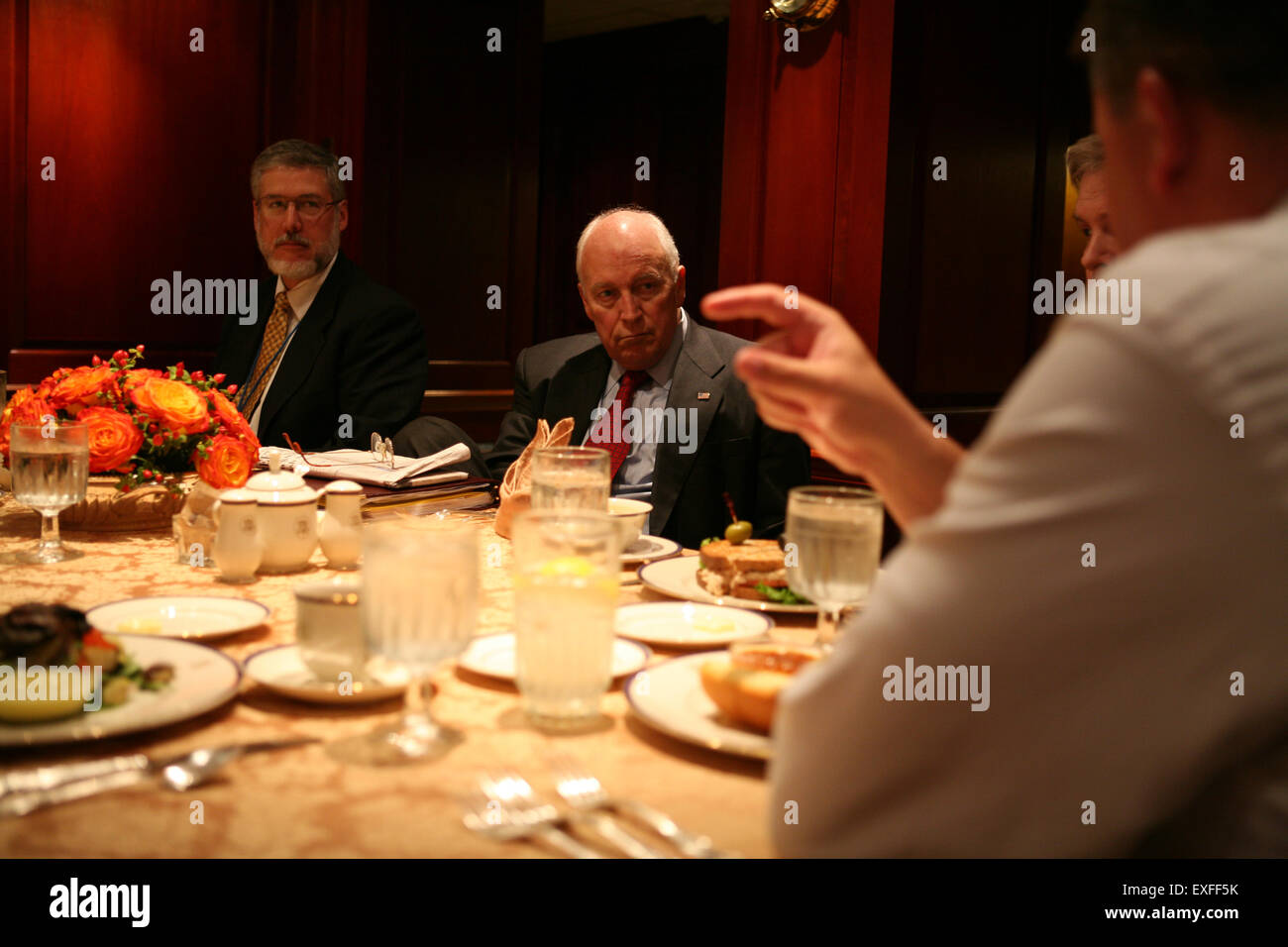Vice President Cheney Meets with David Addington, Joel Kaplan, Ed Stock Photo