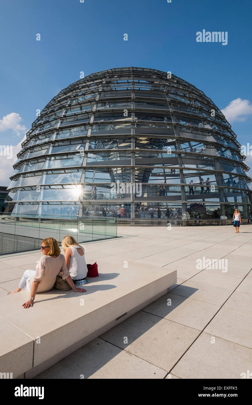 The glass dome above the Reichstag parliament building in Berlin Germany Stock Photo