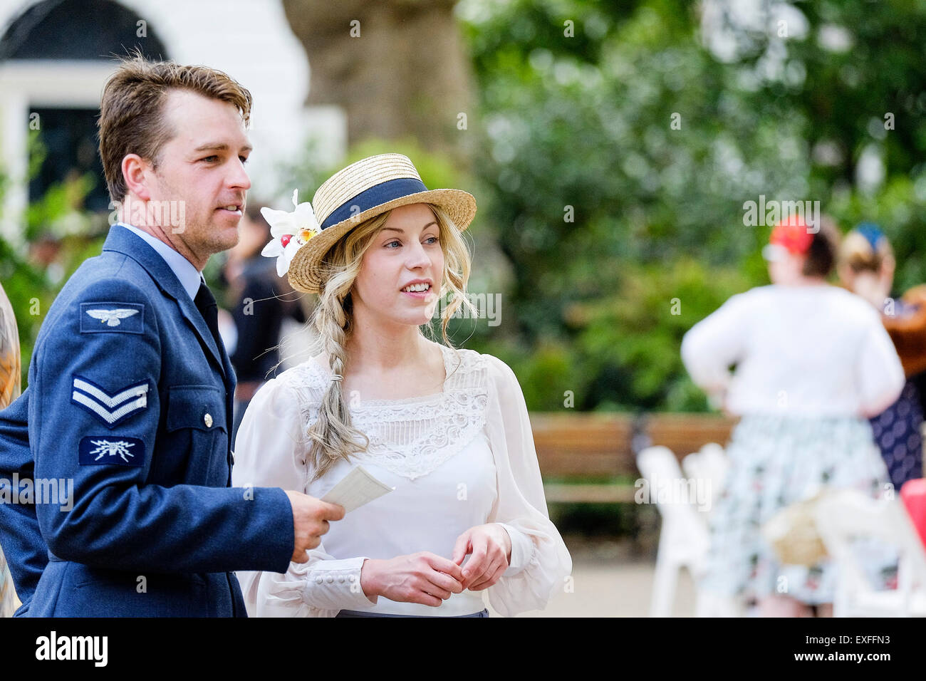 A couple at The Chap Olympiad in Bloomsbury, London. Stock Photo