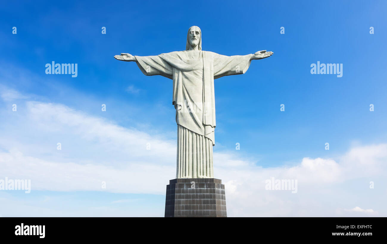 Christ the Redeemer statue in Rio de Janeiro, Brazil. Stock Photo