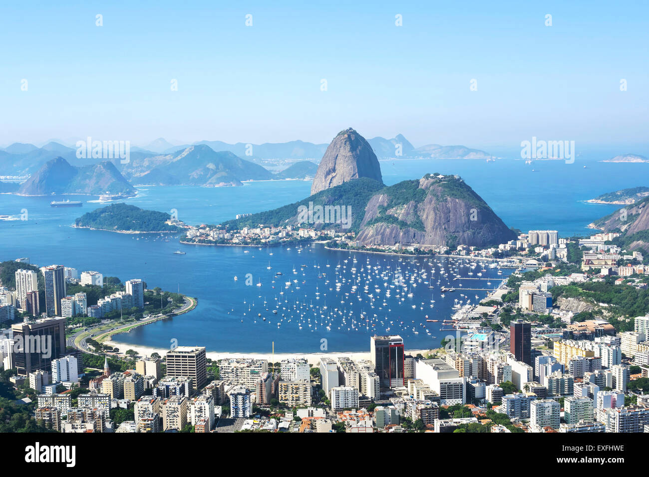Sugarloaf Mountain and Rio de Janeiro cityscape, Brazil. Stock Photo