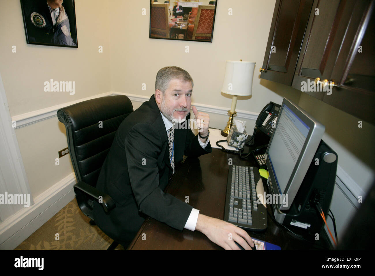 David Addington Working in the Chief of Staff Office at Stock Photo