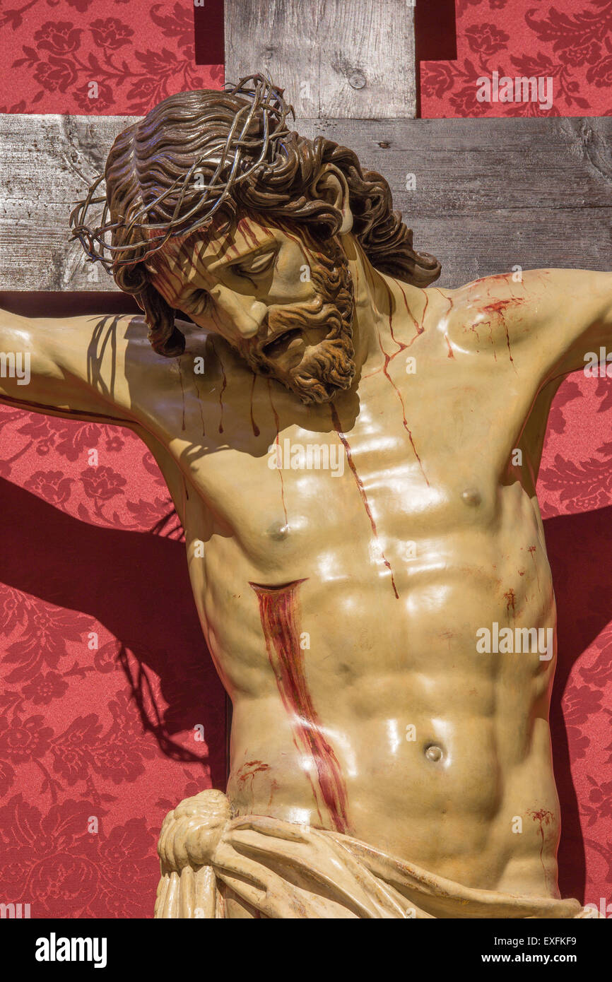 GRANADA, SPAIN - MAY 30, 2015: The crucifixion statue in church Iglesia del Sagrario. Stock Photo