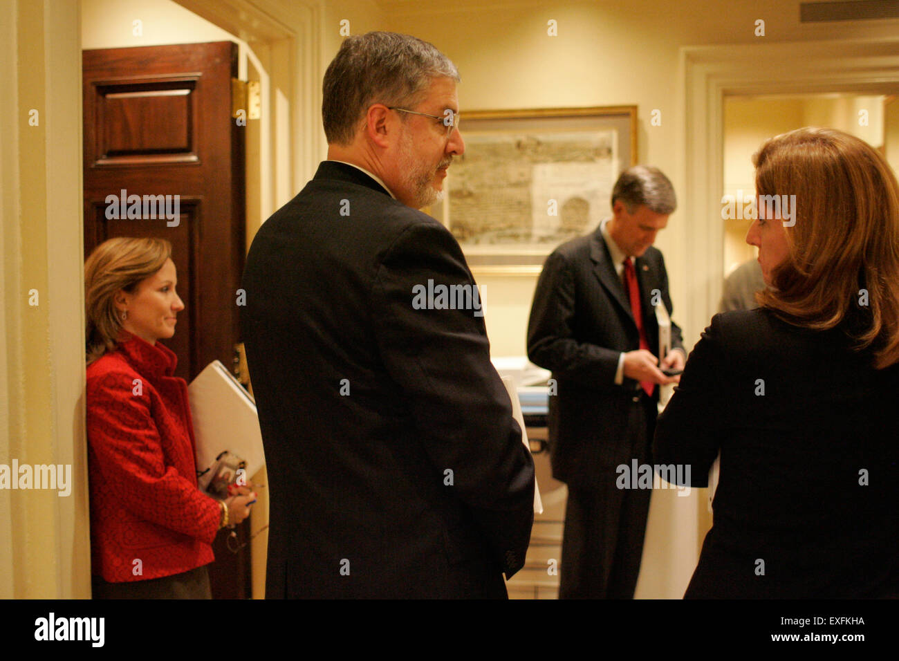 David Addington, Tony Snow, and Others in the West Wing Stock Photo