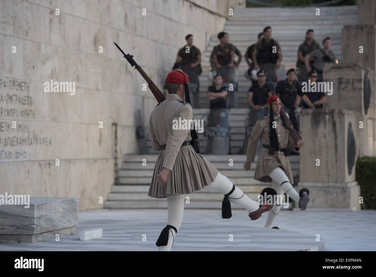Athens, Greece. 13th July, 2015. Riot police forces secure the ...