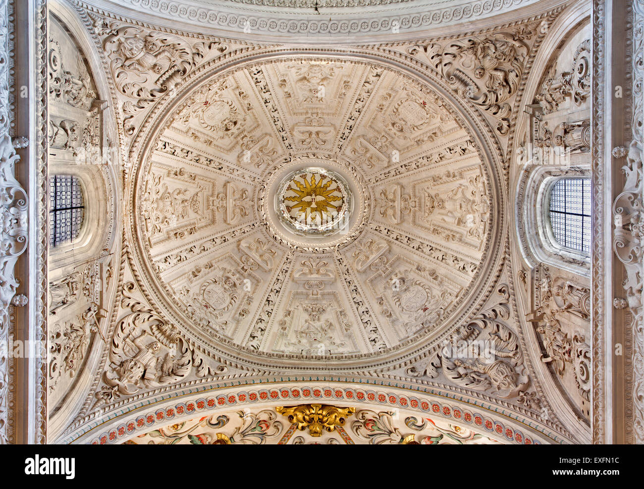 GRANADA, SPAIN - MAY 31, 2015: The cupola in church Monasterio de la Cartuja. Stock Photo