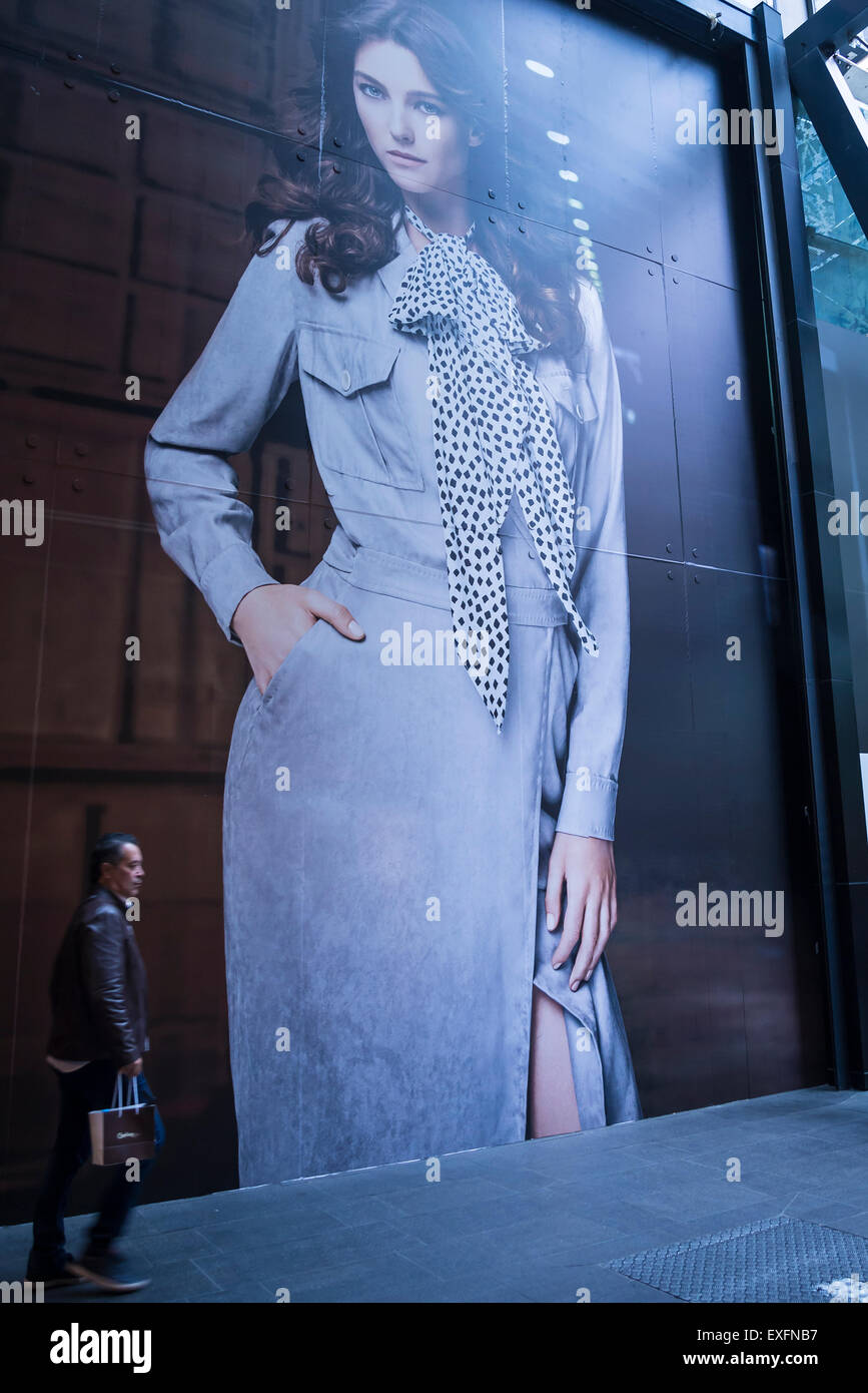 Westfield Sydney shopping centre, Huge fashion model billboard, Sydney, Australia Stock Photo