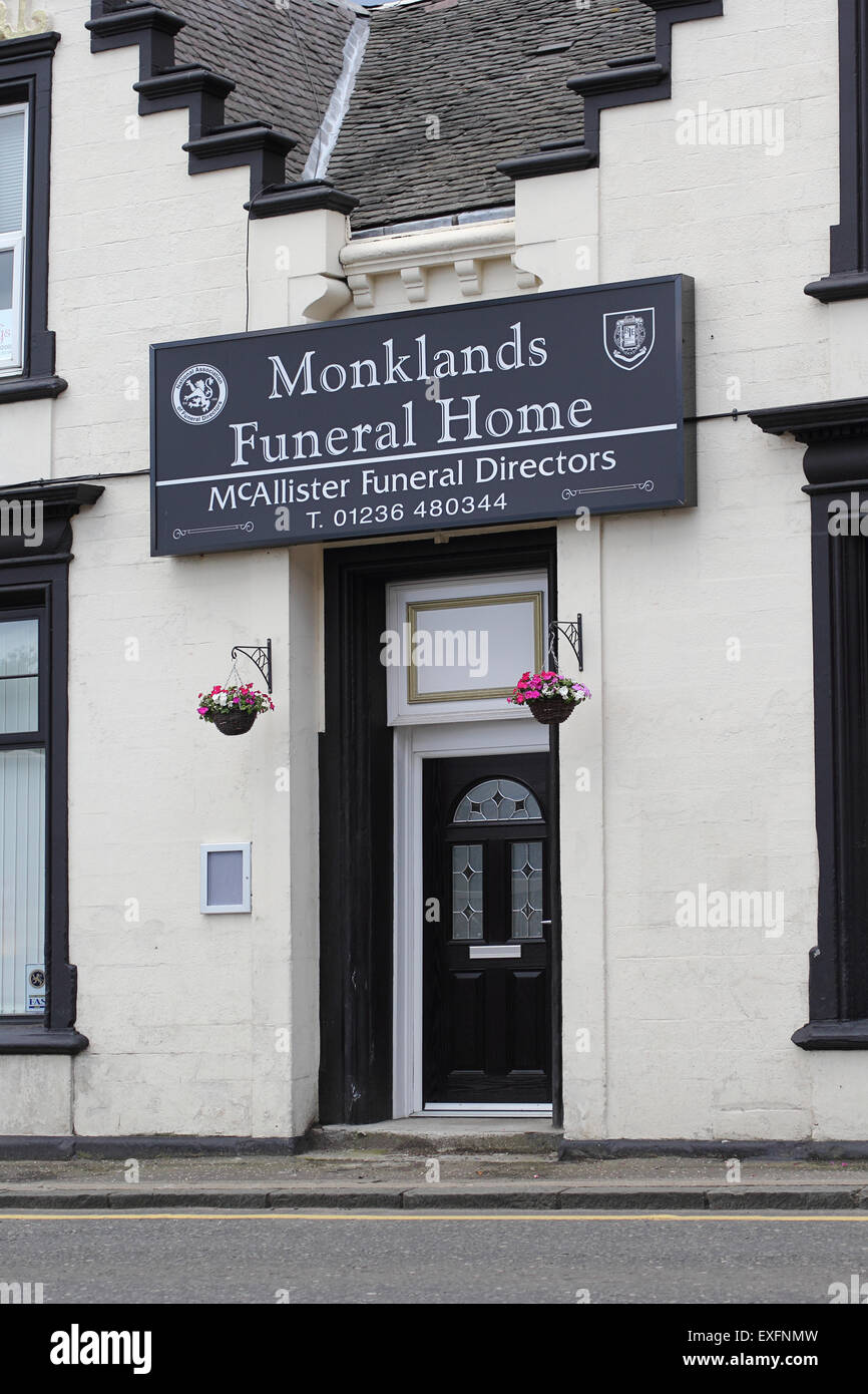 Monklands Funeral Home in the old, historical building in Airdrie, North Lanarkshire, Scotland Stock Photo
