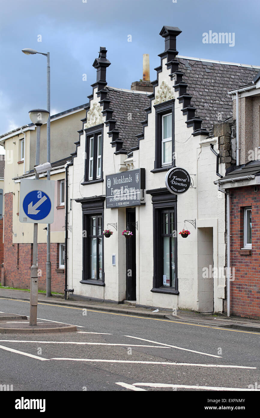 Monklands Funeral Home in the old, historical building in Airdrie, North Lanarkshire, Scotland Stock Photo