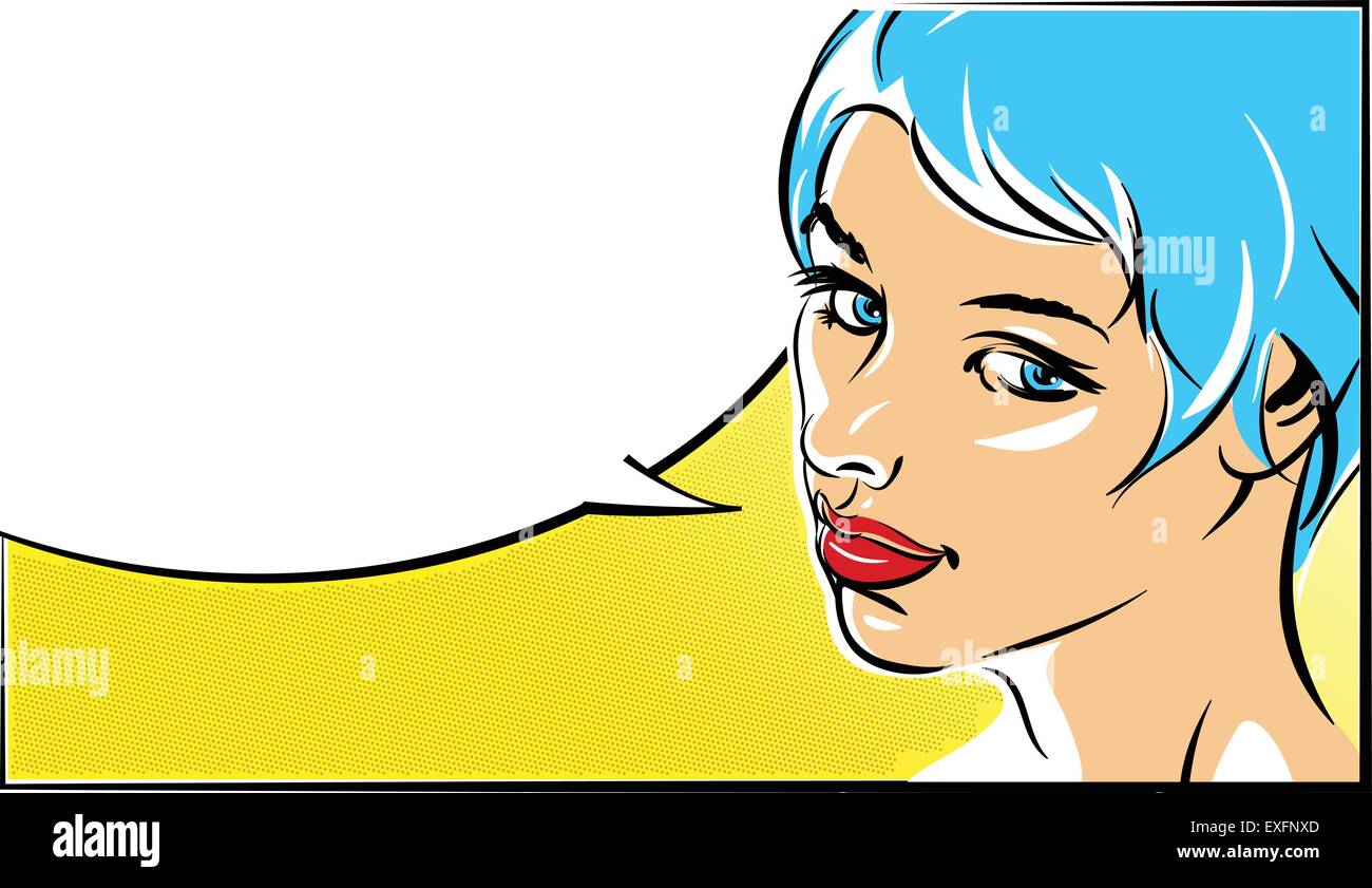 Pop art vector illustration of a woman  face Stock Vector