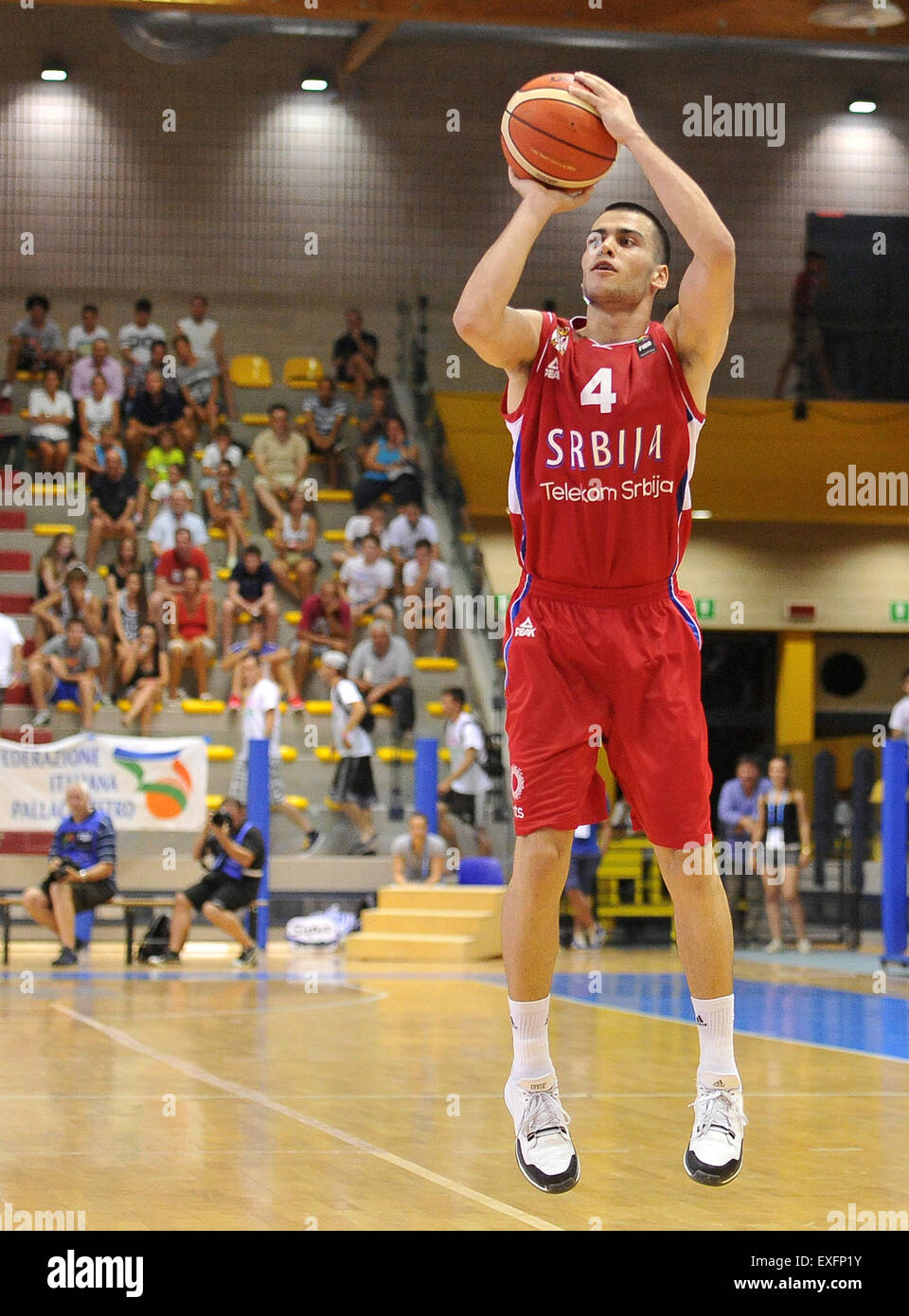 Lignano, Italy. 13th July, 2015. Nikola Rebic (SRB) during the U20 FIBA European Basketball Championship men. July 13, 2015. photo Simone Ferraro/Alamy Live News Stock Photo