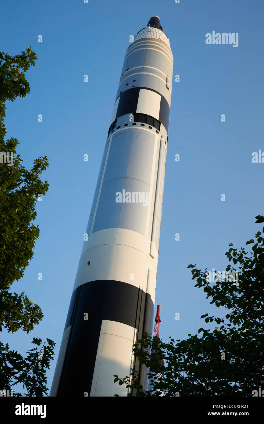 Titan II rocket with Gemini capsule, Rocket Garden, Hall of Science, Flushing Meadow Park, Queens, New York City, USA Stock Photo