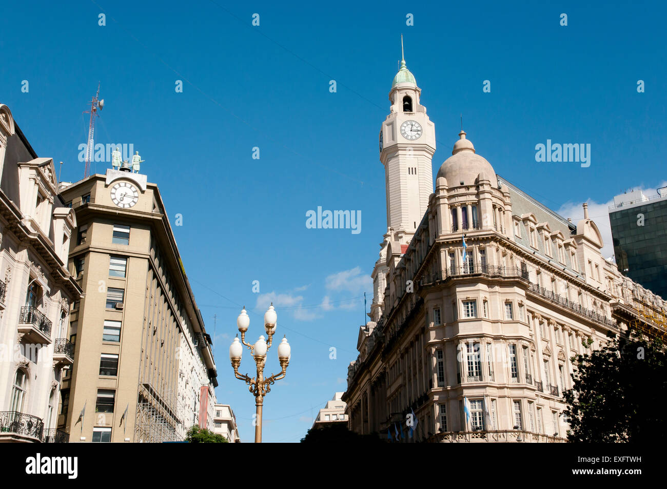 European Buildings on Julio A. Roca Avenue - Buenos Aires - Argentina Stock Photo