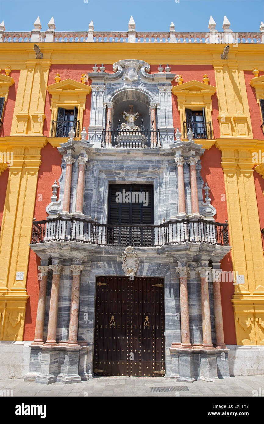 Malaga - The baroque facade of Bishops palace. Stock Photo