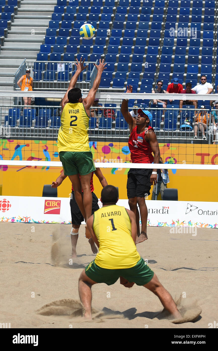 Toronto, Ontario, Canada. 13th July, 2015. Men's Beach Volleyball match