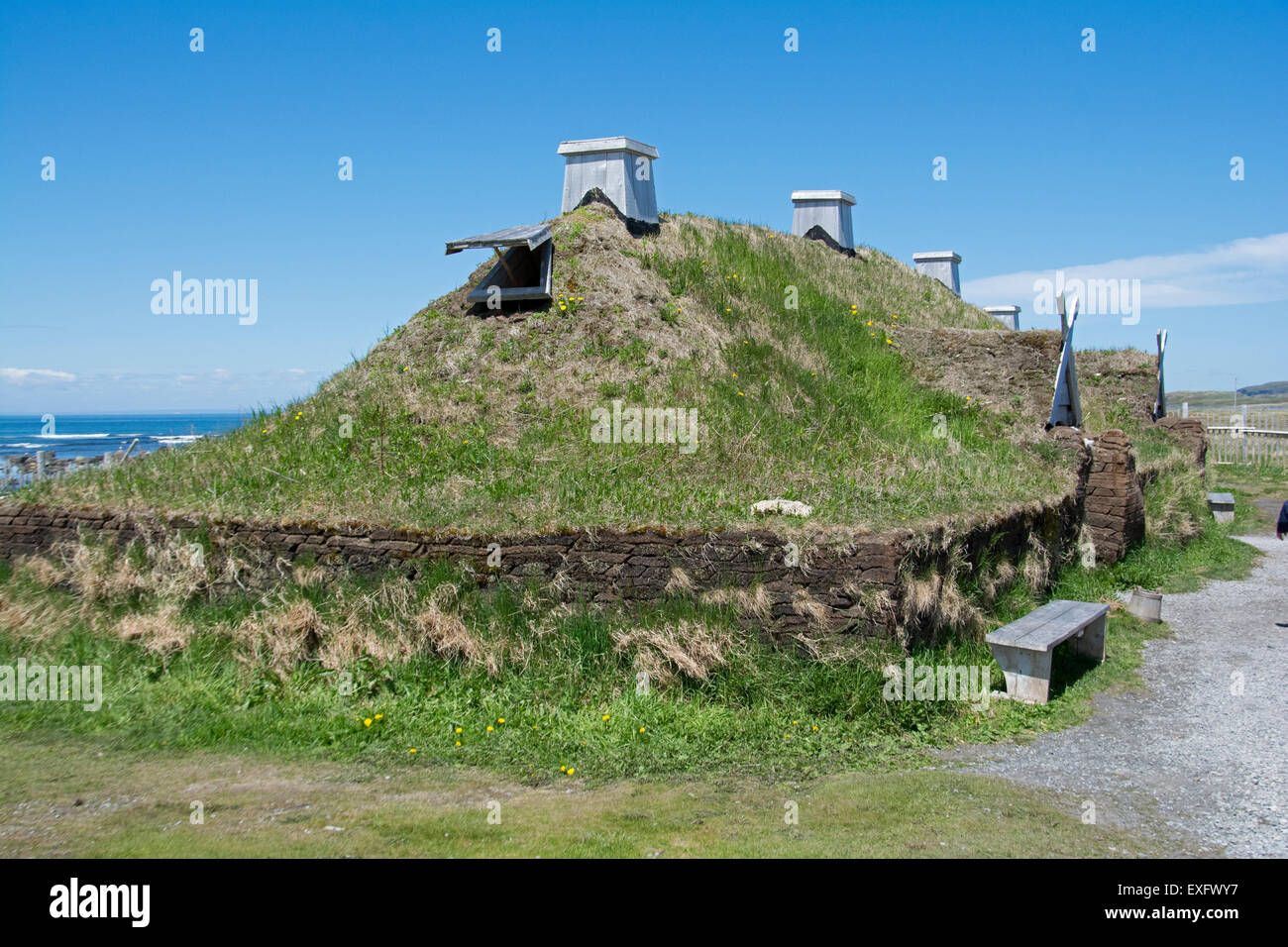 The exterior of a Viking house, L'Anse aux Meadows Stock Photo Alamy